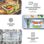 KOMUEE 10 Packs 30oz Glass Meal Prep Containers 2 Compartments,Glass Food Storage Containers with Lids,Airtight Lunch Bento Boxes,Oven,Freezer and Dishwasher Safe, White