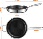 8-10-12 Inch Non Stick Frying Pans, Ceramic Coating NonStick Stainless Steel Pan Set, Tri-Ply Skillets and Pan Set, Induction Cooker Compatible, Cool-Touch Handle, Dishwasher and Oven Safe