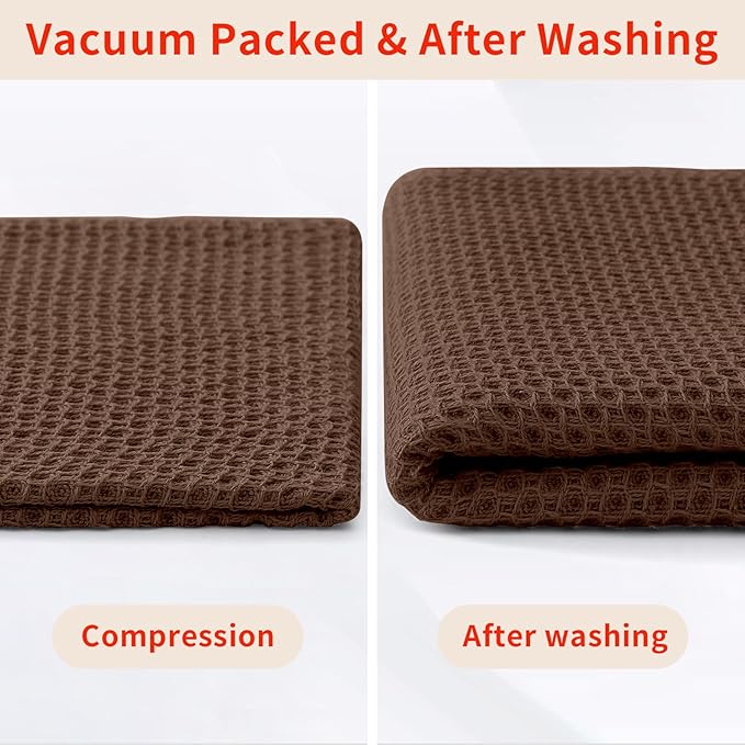 Homaxy 100% Cotton Waffle Weave Kitchen Dish Towels, Ultra Soft Absorbent Quick Drying Cleaning Towel, 13 x 28 Inches, 8-Pack, Coffee