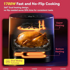 Air Fryer 14-in-1 with Viewing Window, 6Qt Large Capacity, 392℉ Max Crisp, Airfryer No Filping Dual Heating, Bake, Roast, Dehydrate, Reheat, 1700W Fast Even Easy Meals, Nonstick Dishwasher Safe Basket