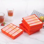 Large and Long Ice Cube Tray 4 Pack Silicone Freezing Container Sticks with Lid for Whiskey, Water Bottle, Food Leftovers and Baking (4 Pack Orange)