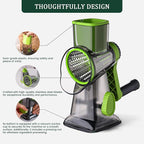 HANSGO Rotary Cheese Grater, Cheese Shredder, Labor-Saving Handle, Strong Suction Base, 3 Changeable Blades for Harder Cheeses, Vegetable, Nuts, Chocolate, Fruits, Safe & Easy to Clean