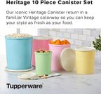 Tupperware Heritage Collection 10 Piece Nested Canister Set in Vintage Colors, Dishwasher Safe and BPA Free (5 Containers, 5 Lids)