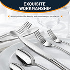 Silverware Set, 40 Piece Stainless Steel Cutlery Sets for 8, Heavy Duty Flatware, Mirror Polished Forks Spoons and Knives Set, Reusable Utensils for Home Kitchen, Dishwasher Safe