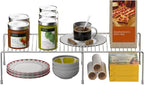 Kitchen Cabinet Expandable Shelf Organizers Set of 6, Adjustable Metal Wire Pantry Storage Shelves, Plate Dish Organizer Rack for Cabinets, Cupboard, Counter, Freezer, Countertop, Chrome