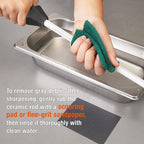 Total L.17.5-Inch/Rod L.12-Inch 3000-Grit Ceramic Sharpening Steel with Built-In Angle Guides and Anti-Breaking Cap, Sharpening Rod, Knife Steel, Ceramic Honing rod, Chaira Afilador Cuchillos