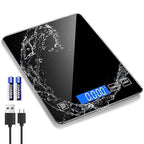Food Scale, Digital Kitchen Scale 33lb/15kg Steel and Tempered Glass with 1g/0.1oz Precision, Tare & 5 Units, Type-C Rechargeable, LCD Display for Baking, Cooking, Meal Prep, Coffee, Postage Black