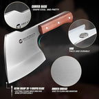 Dream Reach Meat Cleaver Knife Heavy Duty Bone Chopper Stainless Steel Butcher Axe Hand Forged Butcher Knife Meat Bone Cleaver for Kitchen Outdoor BBQ