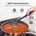U-Taste Silicone Baking Spatula Set: 480ºF High Heat Resistant, Food Grade Flexible Rubber Kitchen Cooking Mixing Scraper, Food Grade Seamless Utensil for Nonstick Cookware Set of 3 (Midnight Blue)