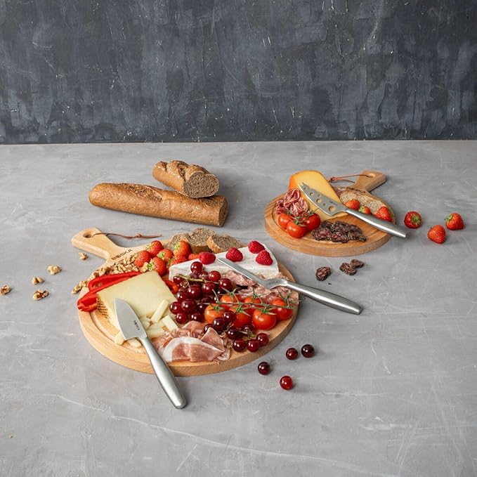 BOSKA Stainless Steel Cheese 3 Knife Set - Copenhagen For All Types of Cheese - Multi-Functional Cheese Slicer - Handheld Slicer - Silver Non-Stick - Dishwasher Safe - For Kitchen Cooking