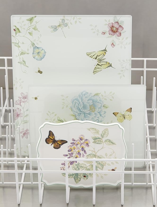 Lenox Butterfly Meadow Large Glass Cutting Board, 2.95 LB, Multi