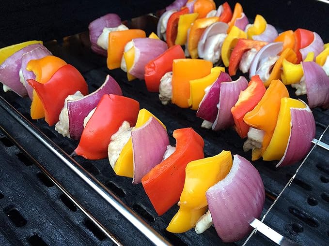 Metal Skewer for Grilling,Kabob Skewer,Flat BBQ Barbecue Skewer,Grilling Skewers Set,Reusable BBQ (15" skewers(16 pack))