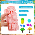 2 Pcs Summer Beach Theme Silicone Molds with 2 Droppers and 1 Brush, Silicone Pineapple Castle Sun Starfish Shell Chocolate Candy Mold for Summer Party Marine Baking Mold
