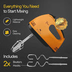 Hand Mixer Electric Handheld – 7 Speed Ultra Power Electric Mixer Handheld (Orange)