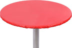 Yourtablecloth Heavy Duty Vinyl Round Fitted Tablecloth (Table Cover) with Flannel Backing Vibrant Colors Elasticized Tablecloth Great for Indoor and Outdoor Dining and Playing Cards 48” Ruby Red