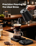 Silonn Gooseneck Kettle, Electric Kettle with ±1°F Precise Temperature Control, Pour-Over Coffee,100°C Hold for 4-Hour Warmth, LED Brew Timer and 7 Presets, 304 Stainless Steel Kettle, 1200W/0.9L