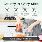 Multifunctional Handheld Mandoline Slicer for Kitchen – Sharp Vegetable Cutter with Safety Guard, 6‑in‑1 Cucumber Slicer & Grater, Crystal-Clear One-Piece Body, Easy to Clean, Sturdy & Compact