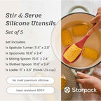 Starpack 'Stir & Serve' Silicone Cooking Utensils Set (5 Pcs) 10.5" - Kitchen Utensils Set Heat Resistant to 600°F - Kitchen Utensils for Nonstick Cookware - Silicone Utensil Set for Mixing & Cooking