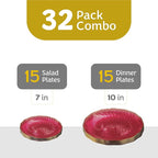 PLASTICPRO 120 Pack Plastic Plates Set of 60-10 inch Plates and 60-7 inch Plates, Elegant Clear Pink Spiral and Gold Rim Disposable Fancy Plates Premium Heavyweight