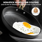 imarku Non Stick Frying Pans, Professional Cast Iron Skillets 2 Pcs - 8 Inch & 10 Inch Frying Pans Nonstick, Honeycomb Long Lasting Frying Pan Set Gold Handle Oven Safe Pan, New Home Essentials