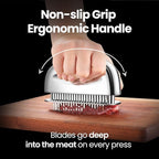 Meat Tenderizer Tool, Easy to Clean, One Piece Design - No Disassembly Needed, Ultra Sharp Needle Blades 100% Stainless Steel, Heavy-Duty Kitchen Gadgets, Meat Needle, Cooking Gadget for Tenderizing