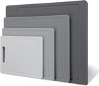 COOK WITH COLOR Non-Slip Cutting Board Set – Kitchen Essentials with Easy Grip Handle for Meat, Veggies, and Fruits, 4 Cutting Boards, Gray-New