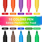 Jewem (Upgrade) Edible Markers for Cookie Decorating,10Pcs Food Coloring Pens, Double Side Food Grade Pens with Fine & Thick Tip for Decorating Fondant, Cakes, Cookies, Easter Eggs, Frosting, Macaron, Halloween, Christmas