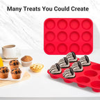 Redfly 3 Pack Silicone Muffin Pan & Cupcake Pans for Baking - 12 Cup Regular Size BPA Free Egg Bites Molds