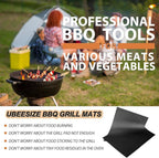 UBeesize 7 Pack Black Grill Mats for Outdoor Grill, Heavy Duty BBQ Grilling Matt & Oven Liners, Resuable, Easy to Clean, Works on Gas Charcoal Electric Grill, Smoker, Oven -15.75 x 13 Inch