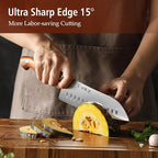 HEZHEN Santoku Chef Knife-7.3 inch Blade German DIN 1.4116 Stainless Steel-Full Tang-Red Wood Handle