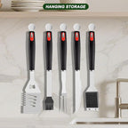 Grilling Accessories Set Spatula Fork Cleaning Brush Food Tongs Carving Knife Basting Brush Durable Stainless Steel BBQ Grill Tools with Extra Thick Storage Case BBQ Accessories Grill Set