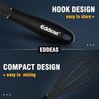Mini Silicone Whisk, Small Silicone Whisk 7+9in, BPA free Non Scratch Coated Protect your Ceramic Pots and Pan.Perfect for Whisking, Beating, Mixing.Black