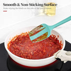 600ºF Heat Resistant Spatulas, High Heat Food Safe Semless Kitchen Silicone Scraper Set for Cooking Baking Mixing Scraping Stirring Nonstick Cookware Pan Bowl (2Pcs,Aqua Sky)