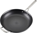 KitchenAid NITRO Carbon Steel Frying Pan/Skillet, Stainless Steel Handle, Compatible with All Cooktops, 12 Inch Fry Pan with Side Handle - Black