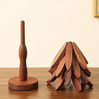 Natural Wood Tree Trivet Set, 𝐍atural Tree Trivet Set - 4 Wooden Trivets,4 Wooden 𝐓rivets & 1 Stand Like a Christmas Trees,for Hot Dish,Pot,Bowl,Teapot,Hot Pot Sets (2Color 3 Trivets,2set)