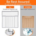 Silverware Organizer - Expandable Silverware Tray for Drawer, Adjustable Utensil Drawer Organizer for Forks, Knives, Kitchen Organizers and Storage, White