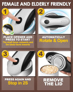 Rechargeable Electric Can Opener, One Touch Safety Automatic Can Opener - Easy Smooth Edge Hands Free, Battery Operated Openers Fits Most Cans, Ideal for Seniors People with Weak Hands & Arthritis