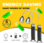 Flexible LED BBQ Grill Lights Set of 2 - Perfect Grilling Accessories Light with 360-Degree Magnetic Base and Extra Long Gooseneck - 100% Portable Outdoor Lamp w/ 6 Batteries Included