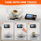 Food Kitchen Scale - TRUDIN Digital Food Weight Grams and Oz,USB Charging,Max.22lb/10kg,1g/0.05oz Accuracy,5 Units with Large Backlit LCD,Waterproof Easy-Clean (Light Silver)