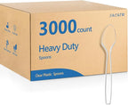 SACATR 3000 Count Plastic Spoons Bulk - Plastic Silverware Spoons Heavy Duty, BPA-Free, Heat Resistant, Suitable for Family Gatherings, Outdoor Events, Commercial Catering