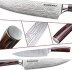 Professional Kitchen Knives High Carbon Stainless Steel Chef Knife Set,3PCS Ultra Sharp Japanese Knife with Sheath,Ergonomic Pakkawood Handle Elegant Gift Box for Home or Restaurant