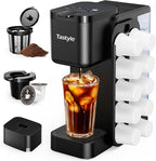 Hot & Iced Coffee Maker with Magnetic K-Pod Organizer (Pods Not Included), Stores 10 Pods, 4-5 Cups Coffee Maker & Single-serve Brewer for K Cup & Grounds, 40oz Removable Water Tank, Black