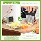 Commercial French Fry Cutter, Heavy Duty Potato Slicer with 3/8 and 1/4Inch Blade, Stainless Steel Potato ChopperFrench Fries Cutter with Suction Feet,