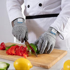Dowellife 3 Pairs Cut Resistant Gloves Food Grade Level 5 Protection, Safety Kitchen Cuts Gloves for Mandolin Slicing, Fish Fillet, Oyster Shucking, Meat Cutting and Wood Carving (Black Gray, X-Large)