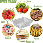 WANBAO 100 PACK 8.3"x6.2" Disposable Tin Foil Pans with Lids 2.25LB Aluminum Pans To Go Containers for Cooking, Baking, Catering Party Meal Prep, Take Out, Freeze