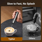 InstaWhisk Milk Frother with Variable Speed, Battery Operated Handheld Coffee Foam Frother Wand, Electric Drink Mixer with Stand & Detachable Double Whisk, Stainless Stirrer for Latte, Matcha, Protein