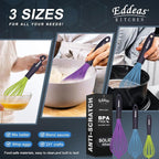 Silicone Whisk, 500°F Heat Resistant Non Scratch Coated Whisks for Cooking Baking Balloon wisk, Kitchen Whisk Tool Set, for Stirring, Beating & Blending of 3 Size 7.5"+ 9" +11 inch