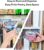 Airtight Food Storage Containers with Lids, Clear Pantry Canister Set for Kitchen Organization, Stackable Organizers for Food, BPA Free Plastic 14-Pack with Different Sizes Dark Gray