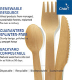 Disposable Wooden Cutlery Set - 100% Home Compostable - 100 Knives 6.5", Bamboo Utensils Alternative, Eco-Friendly, Organic, Sustainable and Carbon Neutral Certified