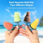 Popsicle Mold Set 4 Pieces Homemade Silicone Popsicle Maker Easy Release Ice Cream Molds Reusable DIY Pop Molds (Green, WinterWonder Pops)